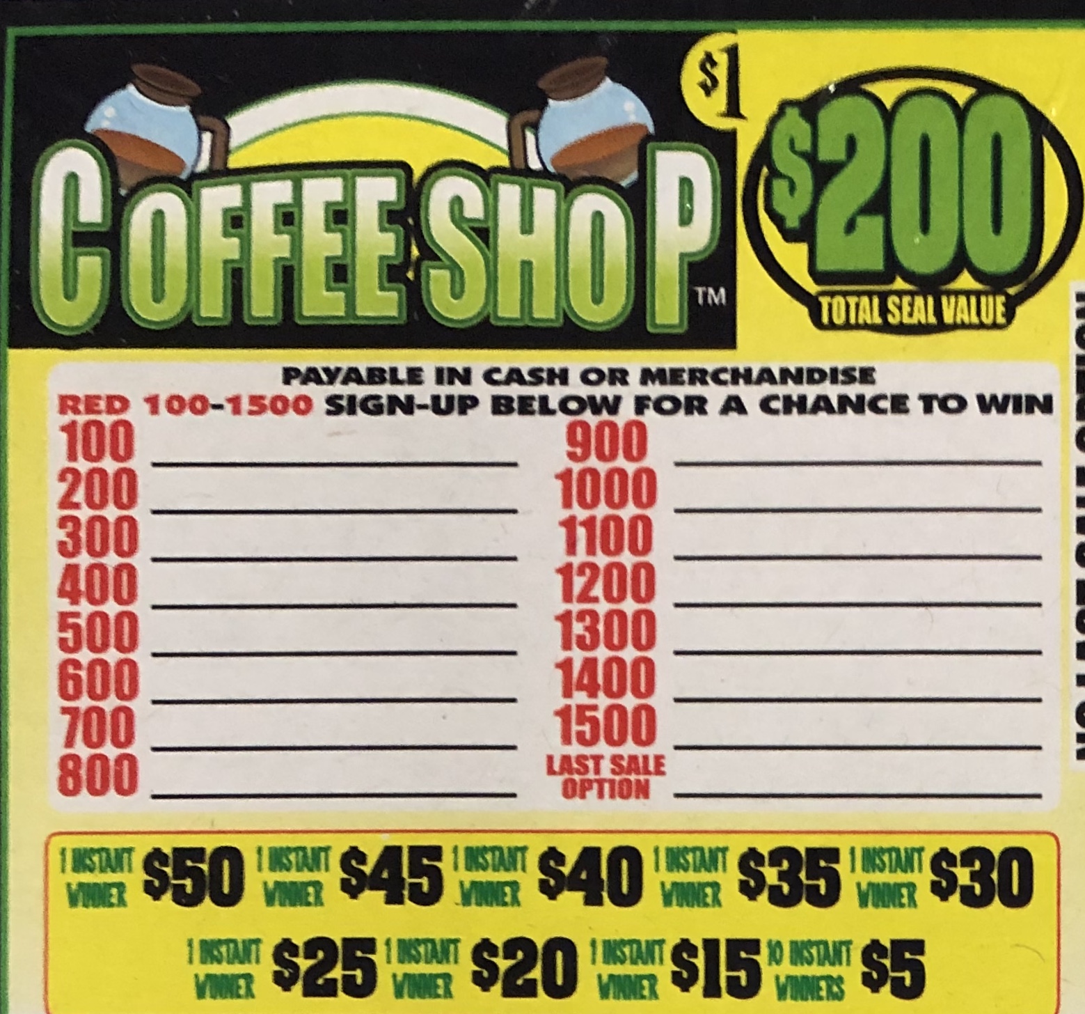 Coffee Shop Seal Cards